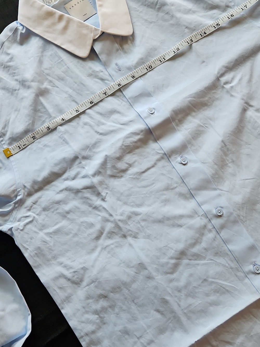 Sandro Light Blue Dress Shirt with White Collar - Picture 15 of 16